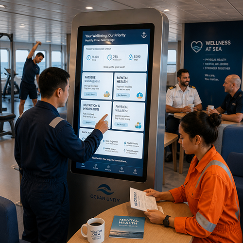 Health and wellbeing content on kiosk screen