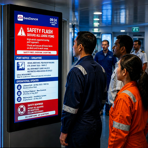 Safety alerts on kiosk screen